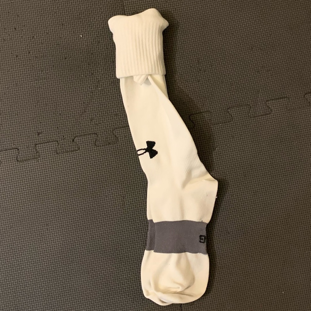 White Under Armour soccer socks